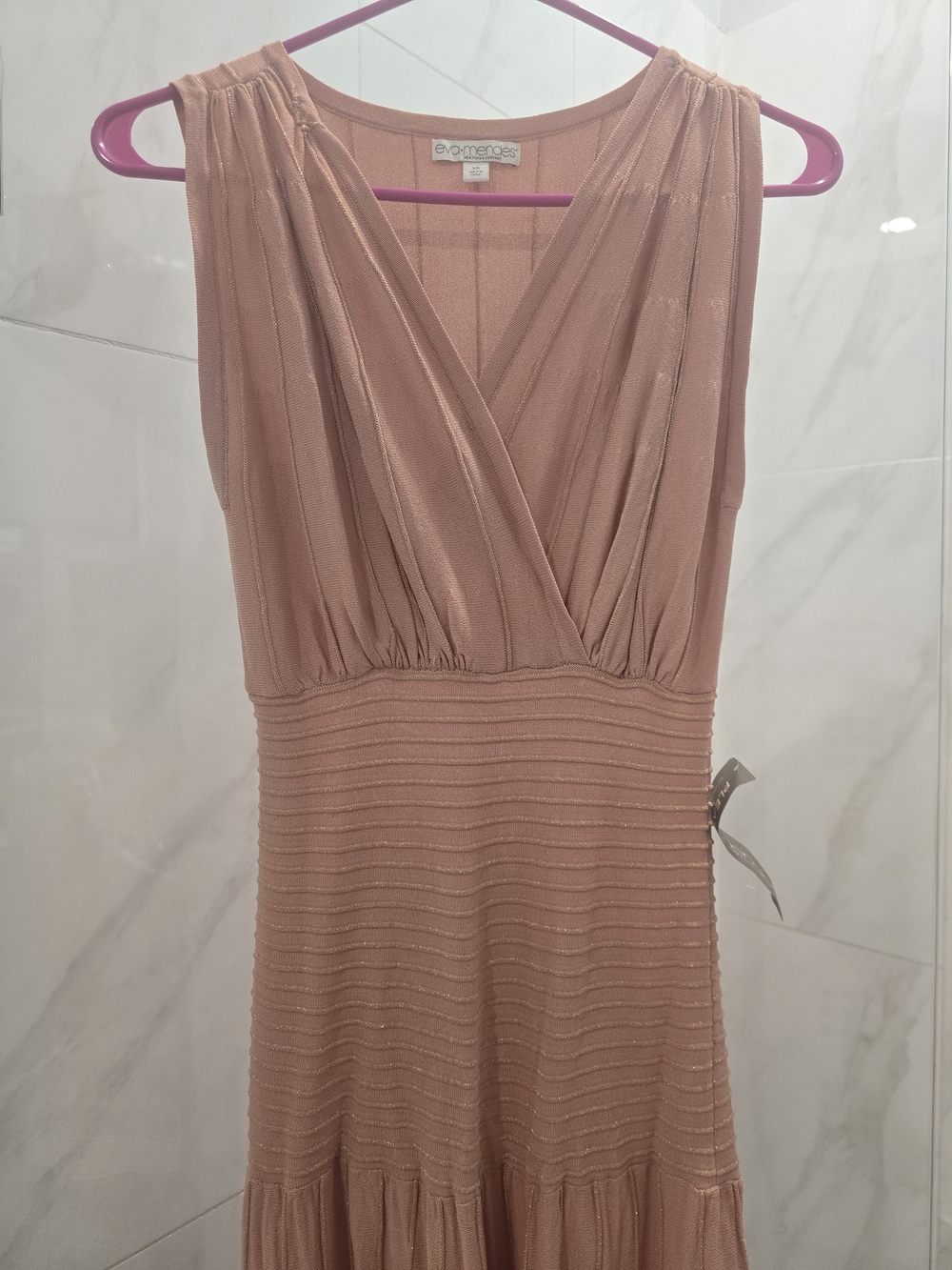Eva Mendes-NY&Co. Dusty Rose Drop-Waist Sleeveless Maxi Tank V-Neck Dress,NWT XS